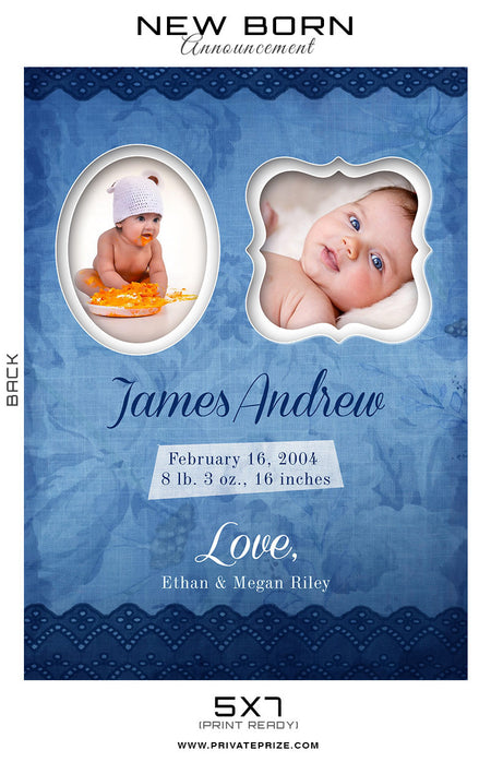 New Born Announcement Card - Photography Photoshop Template