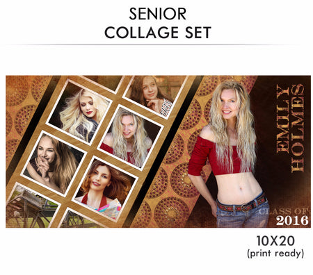 Emily - Senior Collage Photoshop Template - Photography Photoshop Template