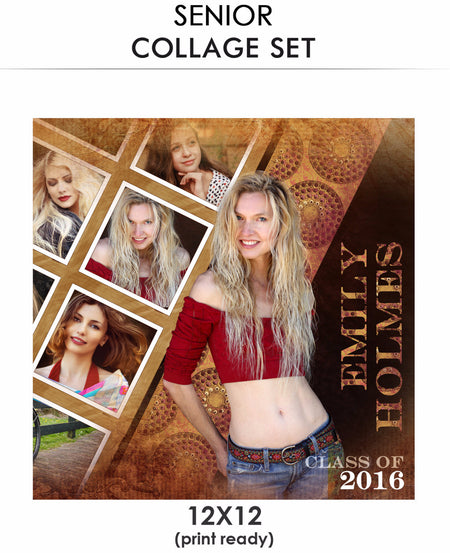 Emily - Senior Collage Photoshop Template - Photography Photoshop Template