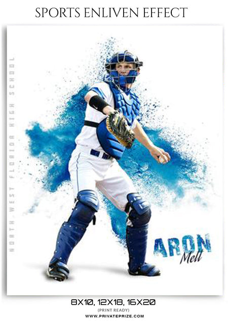 Aron Matt Baseball Powder Explosion -  Enliven Effects - Photography Photoshop Template