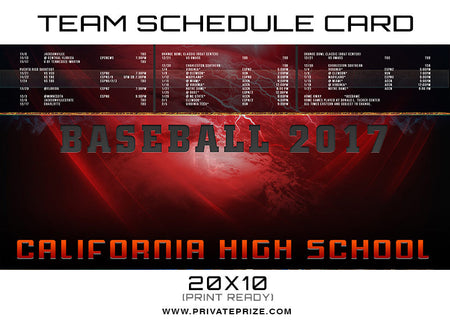 California Team Schedule Card - Photography Photoshop Template