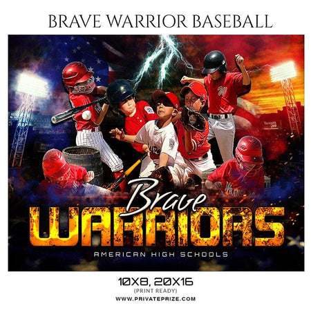 Brave Warrior - Baseball Themed Sports Photography Template - PrivatePrize - Photography Templates