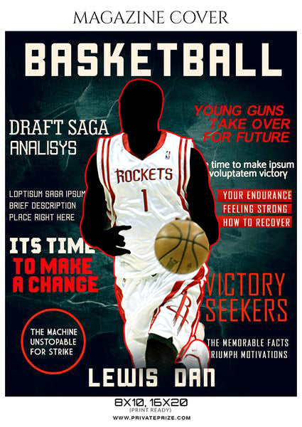 Lewis Dan - Basketball Sports Magazine Cover Photography Templates - Photography Photoshop Template