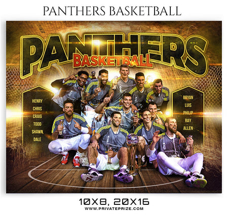 Panthers Basketball Themed Sports Photography Template - Photography Photoshop Template