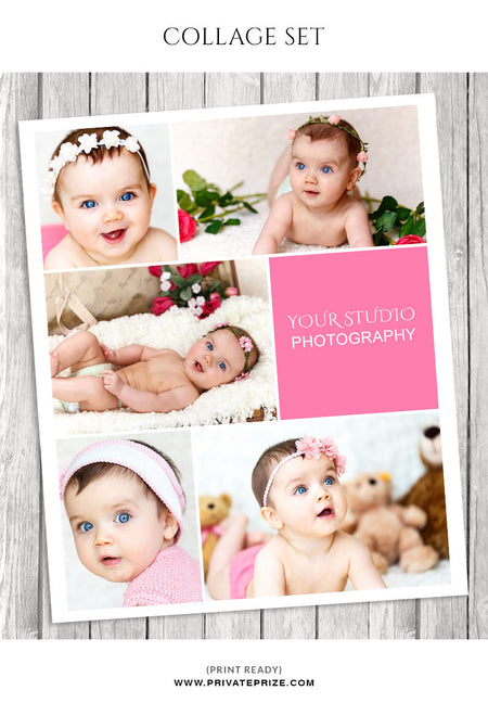 Baby Photo Collage Template - Story Board - Photography Photoshop Template
