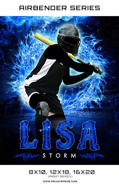 Airbender Series Softball Sports Template -  Enliven Effects - Photography Photoshop Template