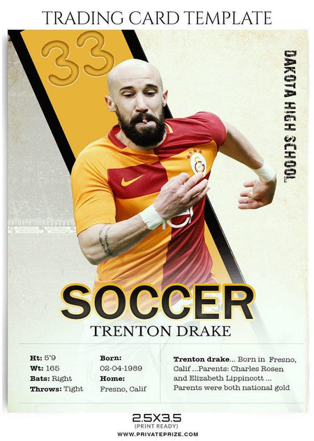 Trenton Drake - Soccer Sports Trading Card Photoshop Template - PrivatePrize - Photography Templates