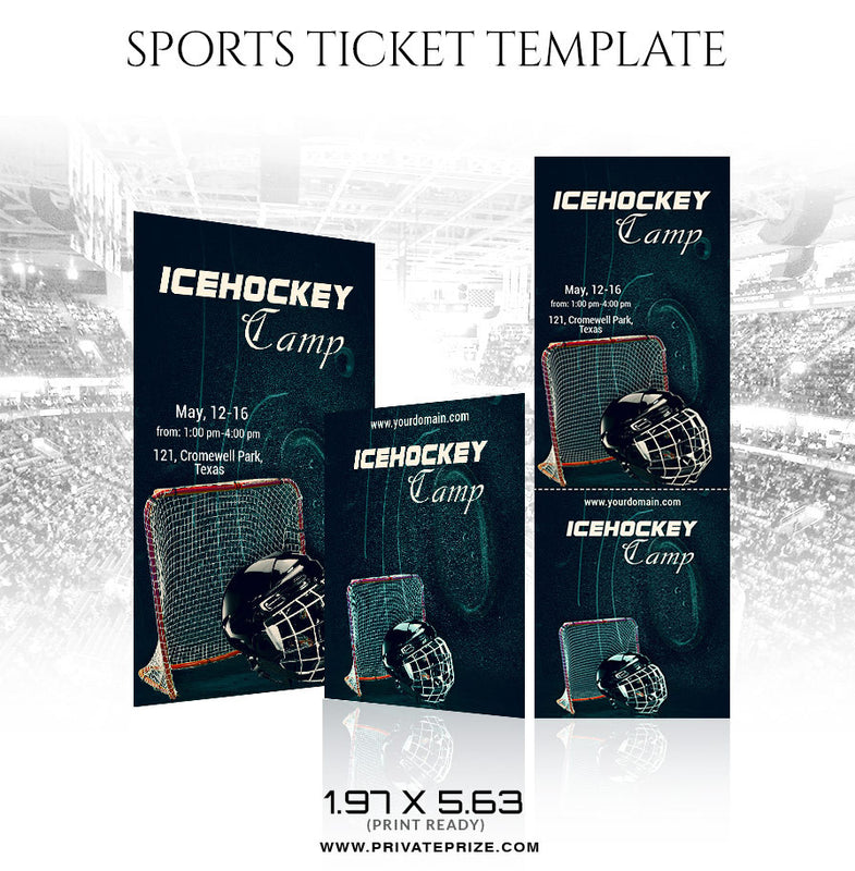 Ice Hockey Sports Ticket Template - Photography Photoshop Template