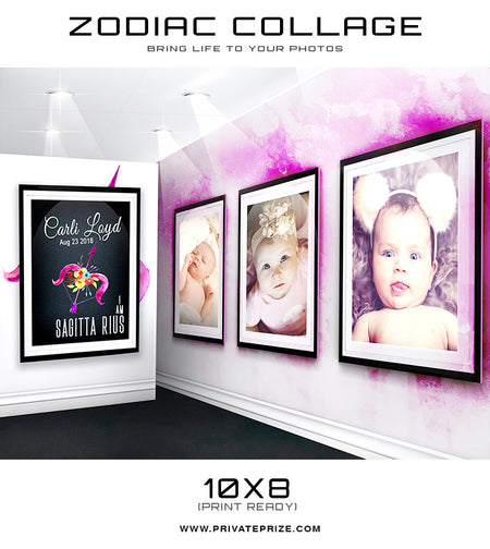 Zodiac - Sagittarius 3D Wall Collage - Photography Photoshop Templates