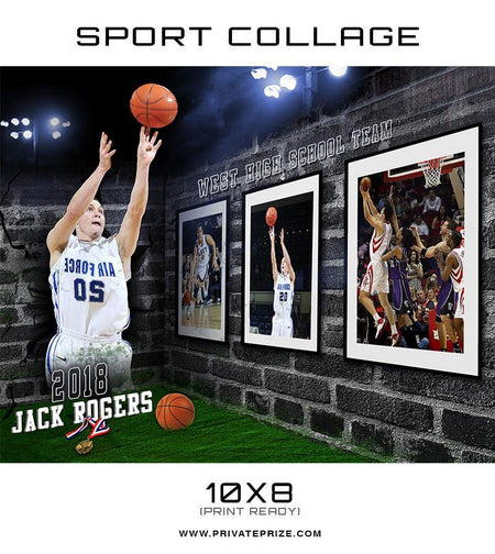 3D Wall Basketball - Sports Collage - PrivatePrize - Photography Templates