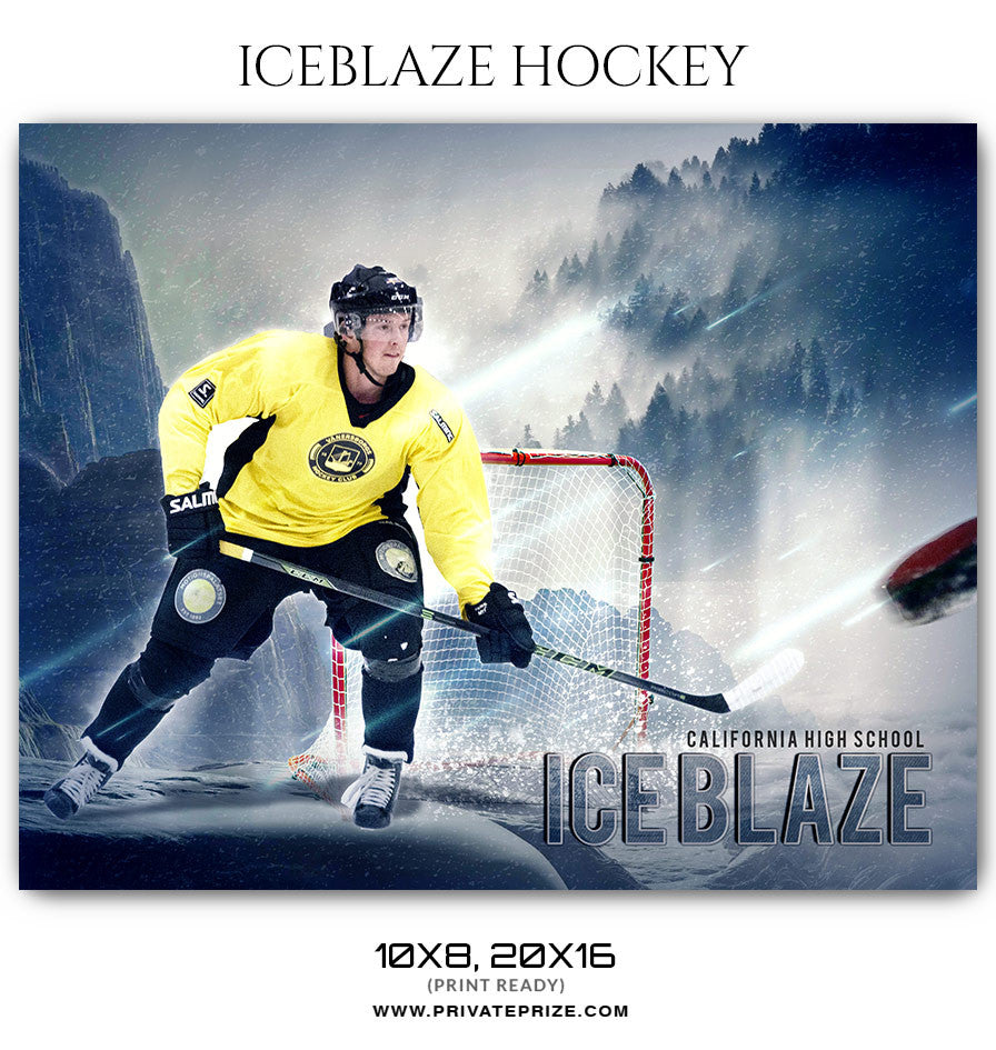 Buy Ice Blaze-Ice Hockey- Themed- Sports Photography Template Online Privateprize Photography Photoshop templates