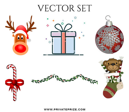 Christmas Vector Graphics Set - Photography Photoshop Template