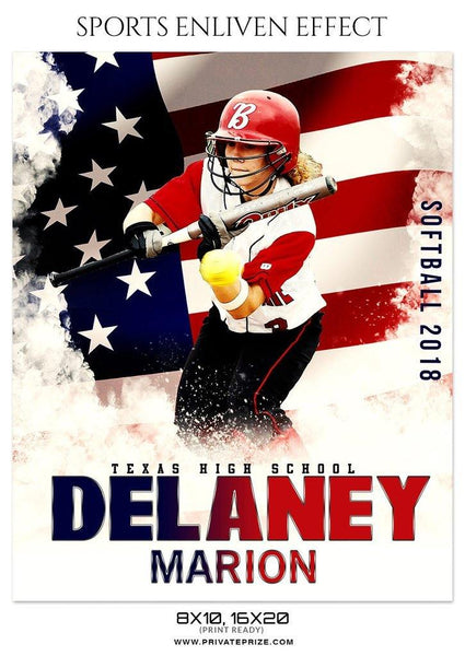 Softball Sports Photography Templates with USA Flag Background