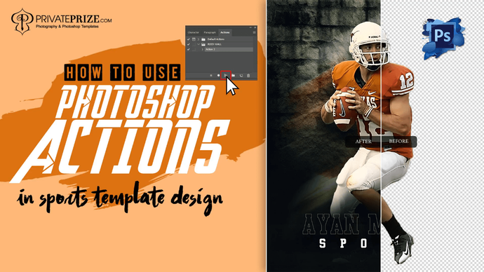 How to use photoshop actions in sports template design