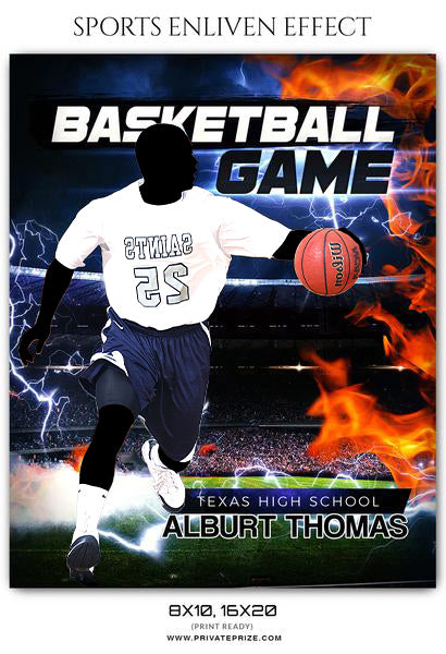 Alburt Thomas - Basketball Enliven Effects Sports Photoshop Template - Photography Photoshop Template