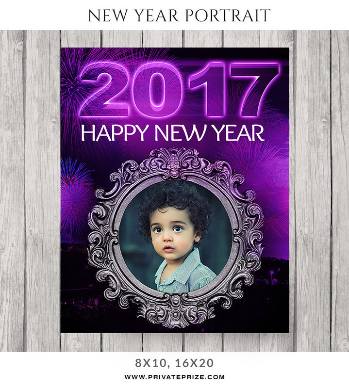 Purple New Year-Portrait - Photography Photoshop Template