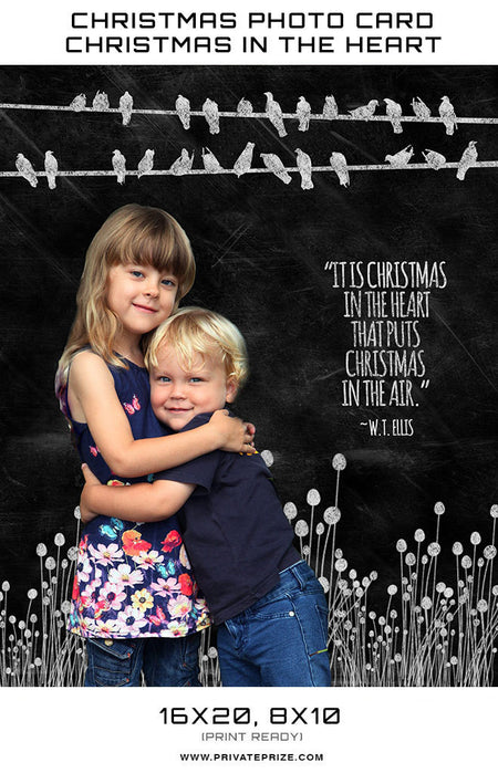 Christmas Chalkboard Christmas in the Heart  Digital Background Template - Photography Photoshop Template