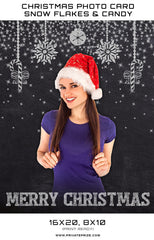 Christmas Chalkboard Snowflakes and Candy  Digital Background Template