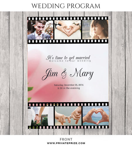 Jim & Mary Wedding Program - Photography Photoshop Template