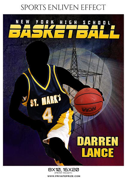 Darren Lance Basketball Sports Enliven Effects Photoshop Template - Photography Photoshop Template