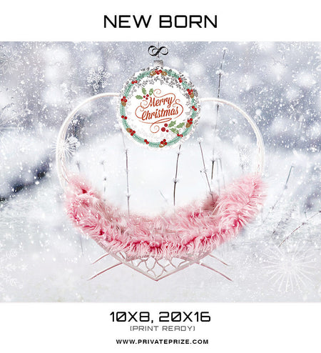 New Born Christmas Snow Swing - Digital Backdrop - Photography Photoshop Template