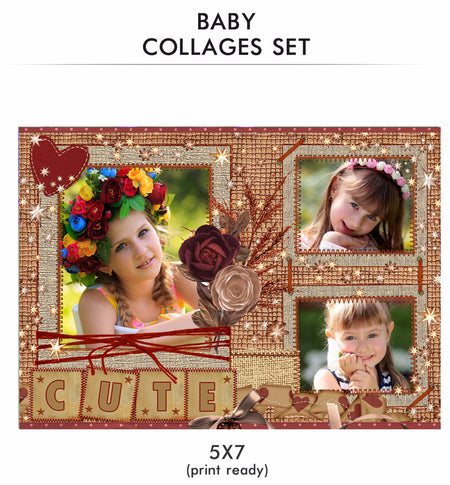 Baby Collage Set - Cute Baby - Photography Photoshop Template
