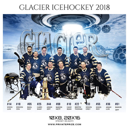 Glacier Ice Hockey Theme - Sports Photography Template - Photography Photoshop Template