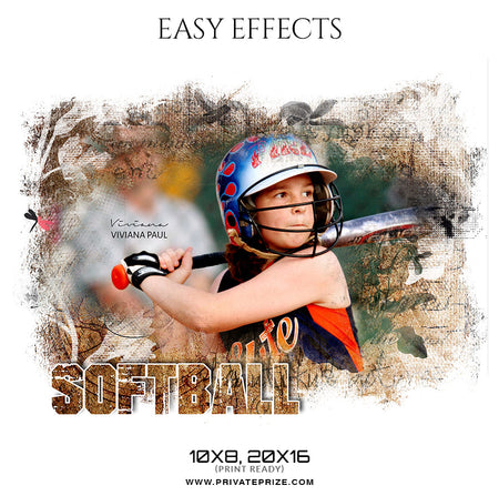 Viviana Paul - Softball - Easy Effect Sports Photography Template - Photography Photoshop Template