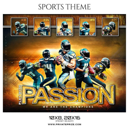 Play with passion - Football Themed Sports Photography Template - PrivatePrize - Photography Templates