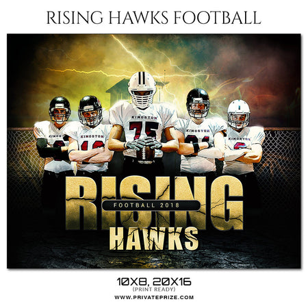 RISING HAWKS - FOOTBALL  Themed Sports Photography Template - Photography Photoshop Template