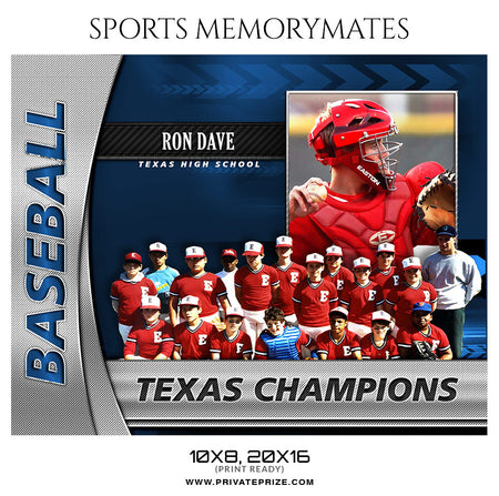 Ron Dave Baseball - Sports Memory Mate Photoshop Template - Photography Photoshop Template