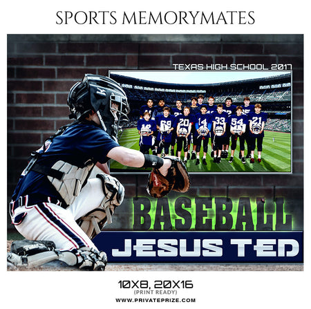 Jesus Ted Baseball Sports Memory Mate Photoshop Template - Photography Photoshop Template