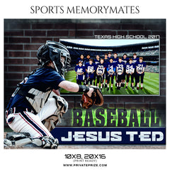Jesus Ted Baseball Sports Memory Mate Photoshop Template