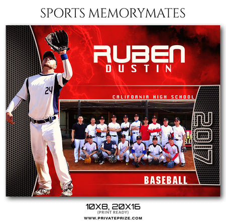 Ruben Dustin Baseball Sports Memory Mate Photoshop Template - Photography Photoshop Template