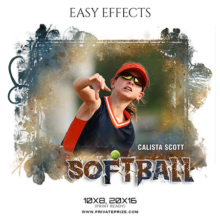 Calista Scott  - Softball Easy Effect Sports Photography Template - Photography Photoshop Template