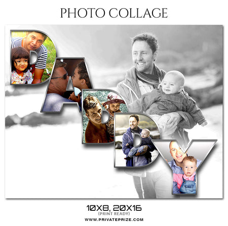 DADDY - Father's Day - COLLAGE PHOTOGRAPHY TEMPLATE - Photography Photoshop Template