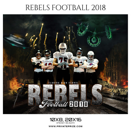 Rebels Football 2018 Themed Sports Photography Template - Photography Photoshop Template