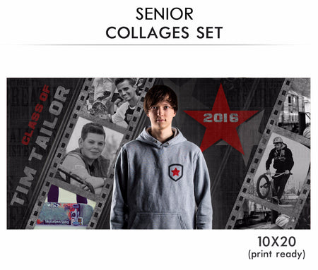 Tim -Senior Collage Photoshop Template - Photography Photoshop Template