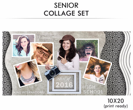 Smile King-Senior Collage Photoshop Template - Photography Photoshop Template