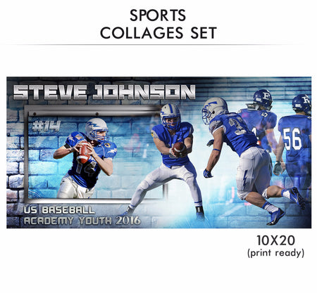 Steve - Sports Collage Photoshop Template - Photography Photoshop Template