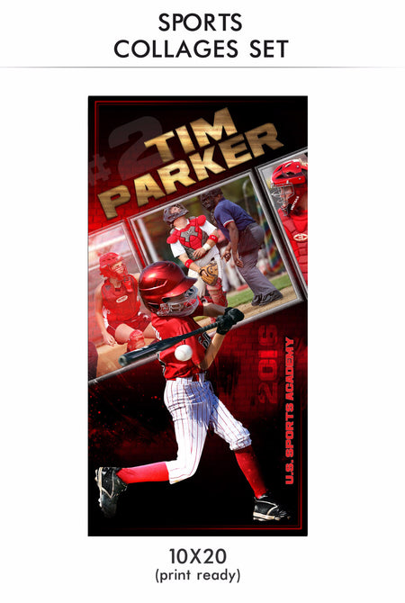 Parker - Sports Collage Photoshop Template - Photography Photoshop Templates