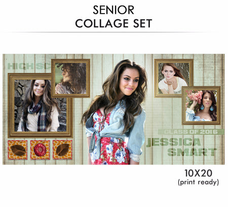 Jessica- Senior Collage Photoshop Template - Photography Photoshop Template