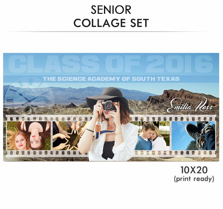 Emilia -Senior Collage Photoshop Template - Photography Photoshop Template