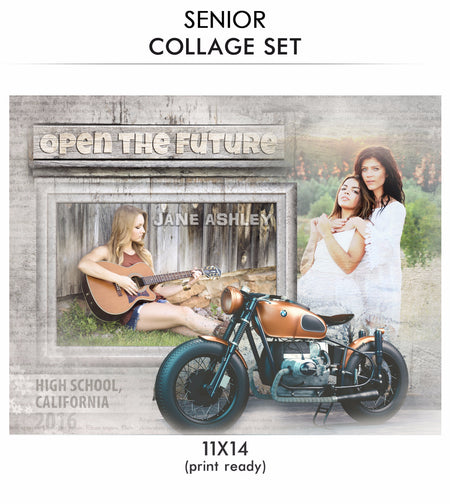 Ashley - Senior Collage Photoshop Template - Photography Photoshop Template