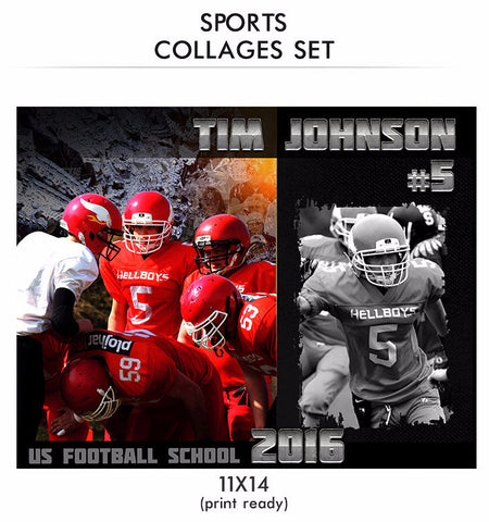 Tim - Sports Collage Photoshop Template - Photography Photoshop Template