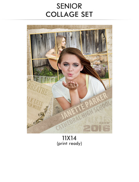 Janette- Senior Collage Photoshop Template - Photography Photoshop Template