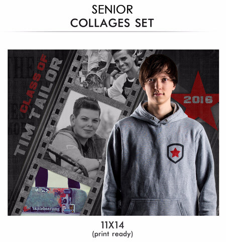 Tim -Senior Collage Photoshop Template - Photography Photoshop Template