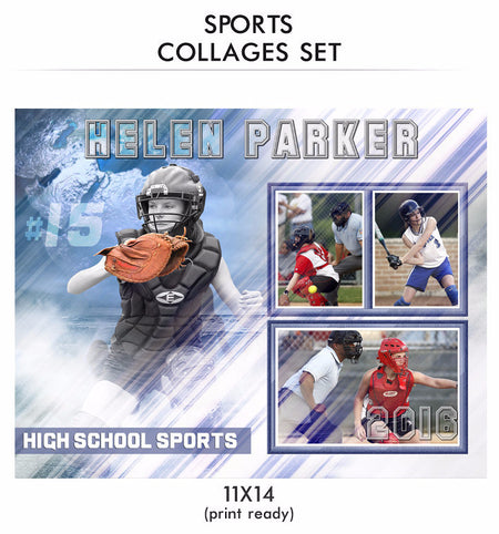 Helen - Sports Collage Photoshop Template - Photography Photoshop Template
