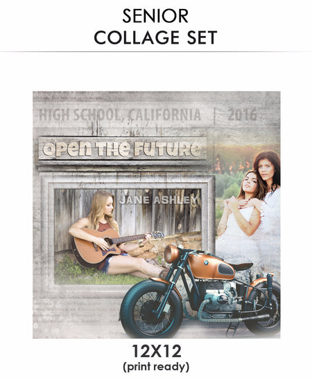 Ashley - Senior Collage Photoshop Template - Photography Photoshop Template