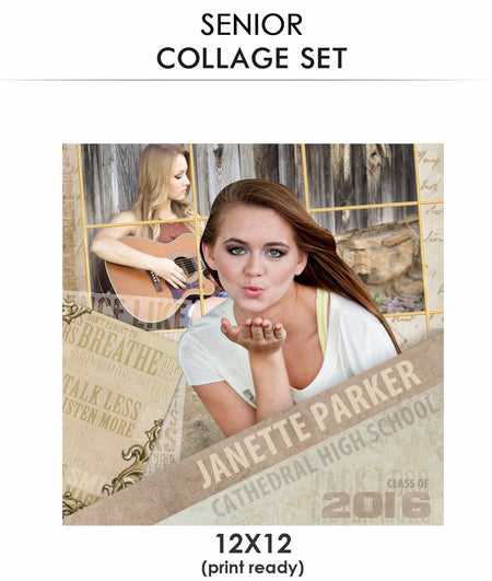Janette- Senior Collage Photoshop Template - Photography Photoshop Template